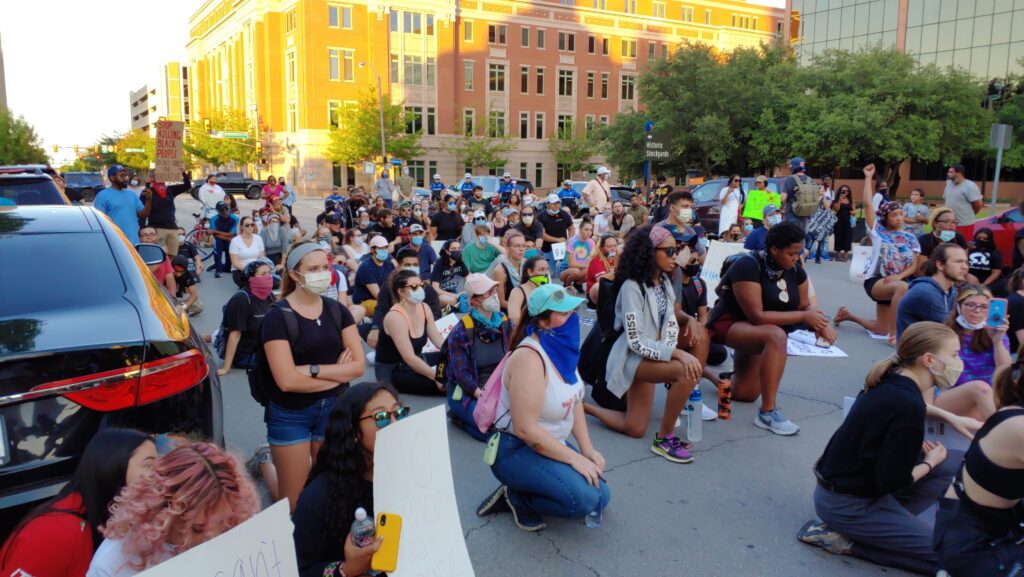 Group of people gathering for a peaceful protest