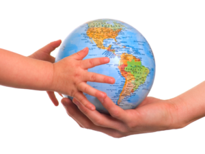 the world held by human hands