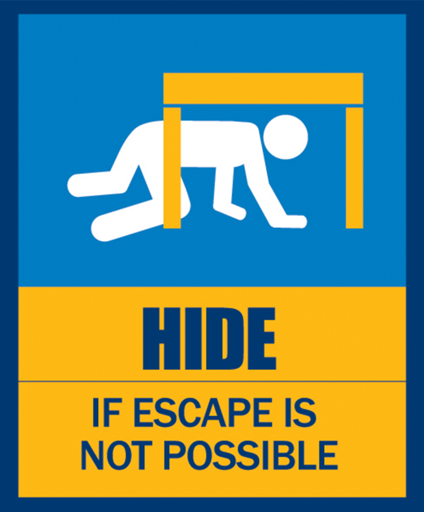 Hide: if escape is not possible from the active shooter
