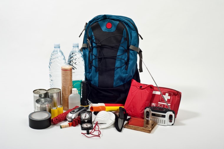 A backpack with emergency supplies. Have your emergency kit ready before any disaster. 